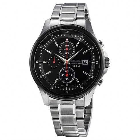 Seiko Chronograph Black Dial Steel Men's Watch SNDE27 watches
