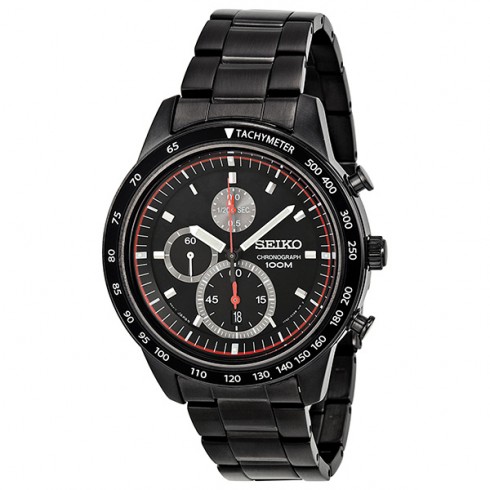 Seiko Chronograph Black Dial Titanium Carbon Coated Men's Watch SNDD89 watches