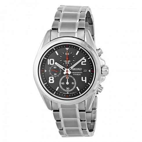 Seiko Chronograph Black Dial Titanium Men's Watch SNDE61 watches