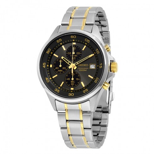 Seiko Chronograph Black Dial Two-tone Men's Watch SKS481 watches