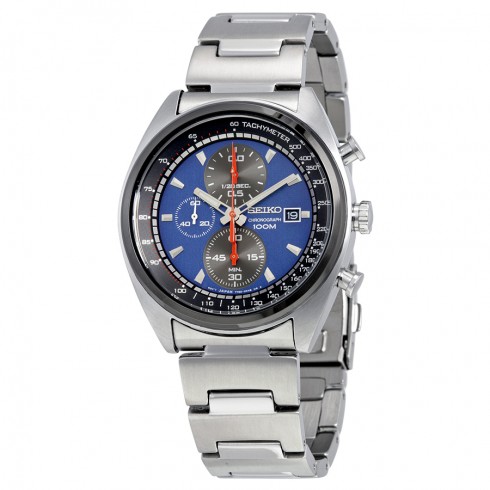 Seiko Chronograph Blue and Black Dial Stainless Steel Men's Watch SNDF89 watches