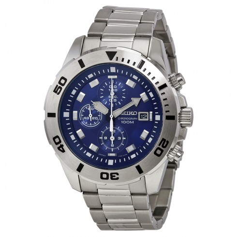 Seiko Chronograph Blue Dial Stainless Steel Men's Watch SNDD97 watches