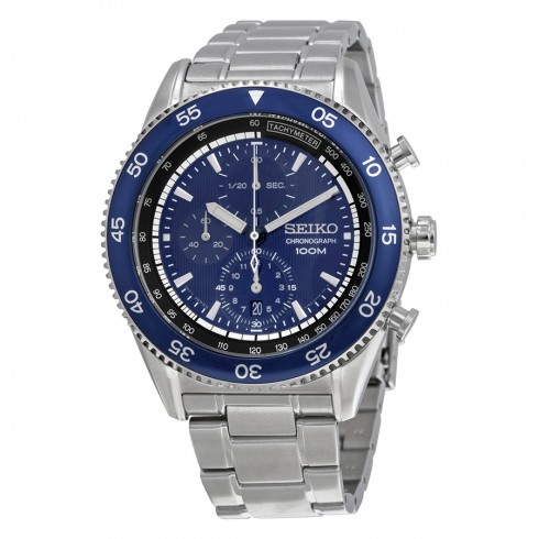 Seiko Chronograph Blue Dial Stainless Steel Men's Watch SNDG55 watches