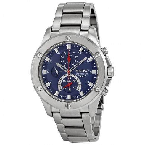 Seiko Chronograph Blue Dial Stainless Steel Men's Watch SPC093 watches
