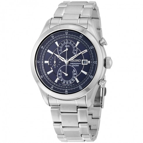 Seiko Chronograph Blue Dial Stainless Steel Men's Watch SPC165 watches