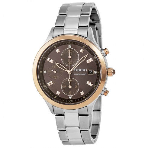 Seiko Chronograph Brown Dial Stainless Steel Ladies Watch SNDX06 watches
