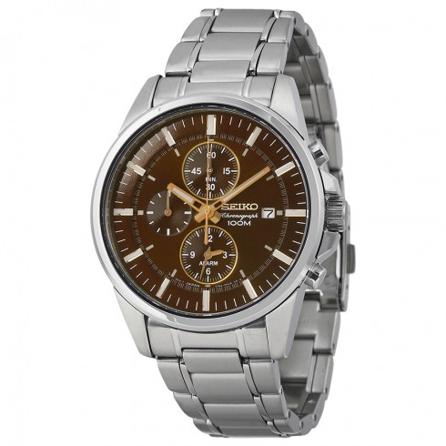 Seiko Chronograph Brown Dial Stainless Steel Men's Watch SNAF05 watches