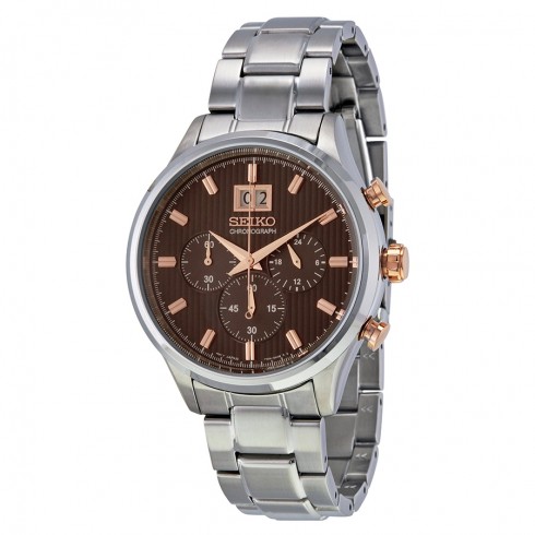 Seiko Chronograph Brown Dial Stainless Steel Men's Watch SPC151 watches
