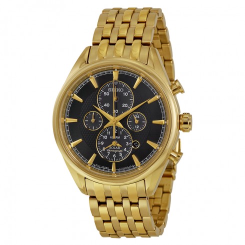 Seiko Chronograph Chronograph Grey Dial Gold-tone Men's Watch SSC210 watches