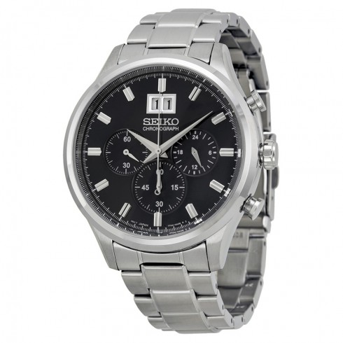 Seiko Chronograph Metallic Blue Dial Stainless Steel Men's Watch SPC081 watches