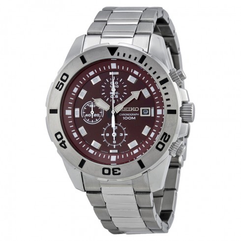 Seiko Chronograph Red Dial Stainless Steel Men's Watch SNDE15 watches