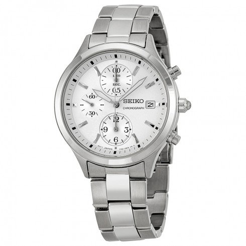 Seiko Chronograph Silver Dial Stainless Steel Ladies Watch SNDX11 watches