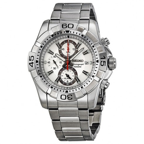 Seiko Chronograph Silver Dial Stainless Steel Men's Watch SNAE23 watches
