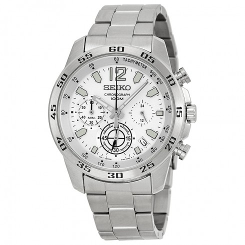 Seiko Chronograph Silver Dial Stainless Steel Men's Watch SSB123 watches