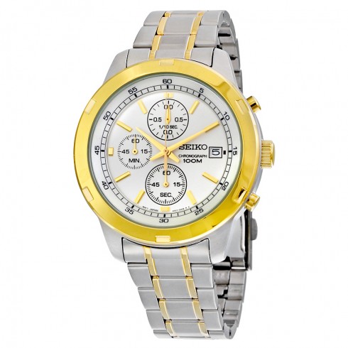 Seiko Chronograph Silver Dial Two-tone Men's Watch SKS432 watches