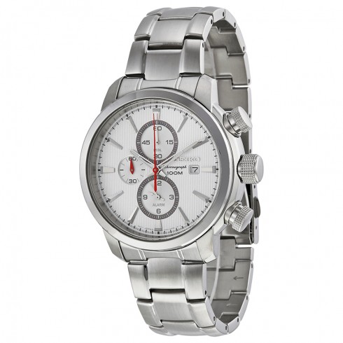 Seiko Chronograph Silver White Dial Stainless Steel Men's Watch SNAF43 watches