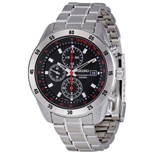 Seiko Chronograph Stainless Steel black Dial Men's Watch SNDC49 watches