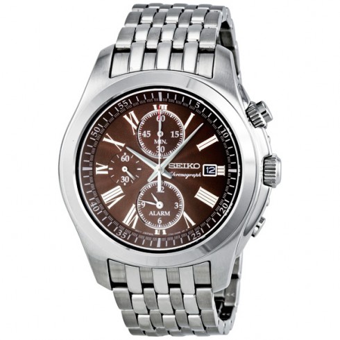 Seiko Chronograph Stainless Steel Brown Dial Men's Watch SNAE51P1 watches