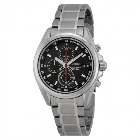 Seiko Chronograph Tachymeter Black Dial Titanium Men's Watch SNDC93 watches