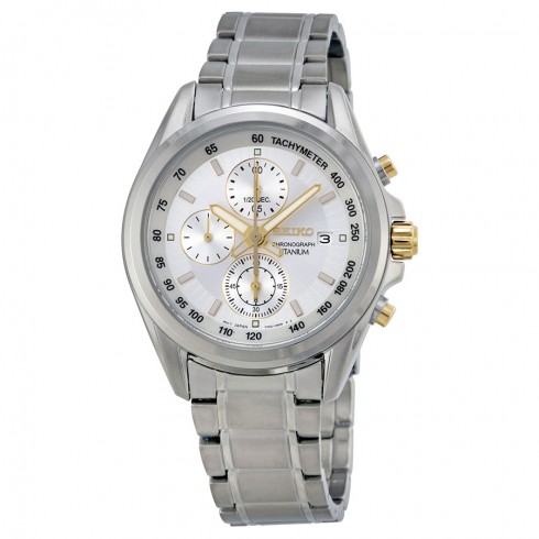 Seiko Chronograph Tachymeter Silver Dial Titanium Men's Watch SNDC95 watches