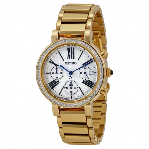 Seiko Chronograph White Dial Gold-plated Ladies Watch SRW014 watches