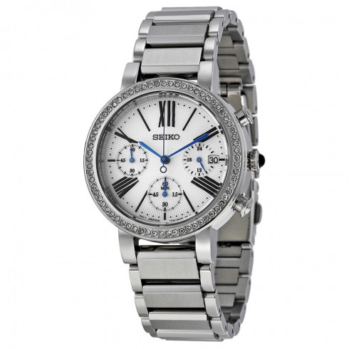 Seiko Chronograph White Dial Stainless Steel Ladies Watch SRW013 watches