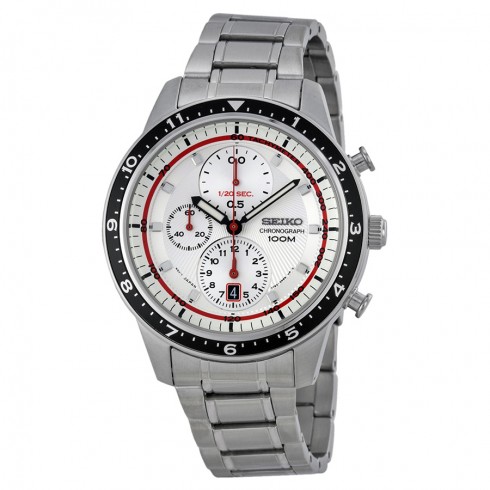 Seiko Chronograph White Dial Stainless Steel Men's Watch SNDF35P1 watches