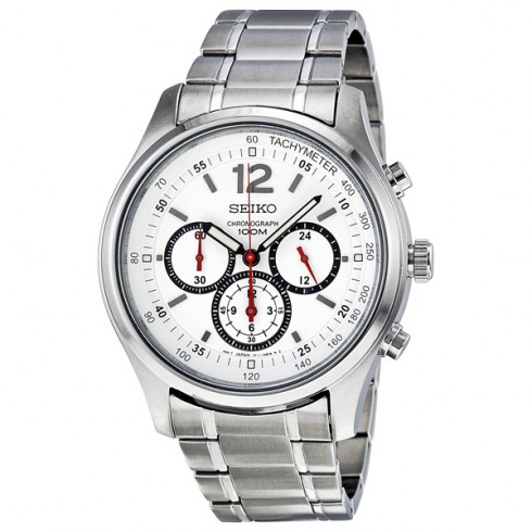 Seiko Chronograph White Dial Stainless Steel Men's Watch SRW007 watches