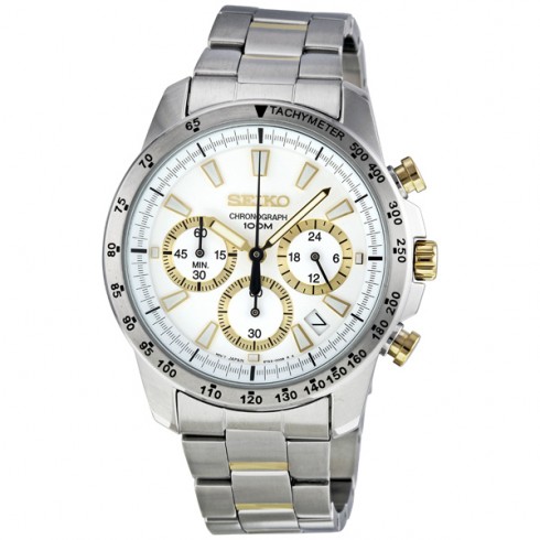 Seiko Chronograph White Dial Stainless Steel Men's Watch SSB029 watches
