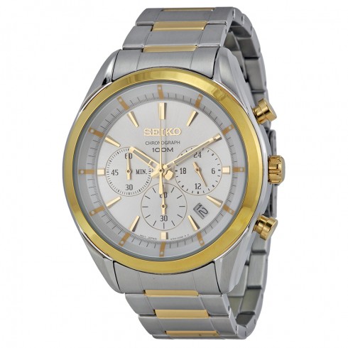 Seiko Chronograph White Dial Stainless Steel Men's Watch SSB090 watches