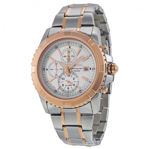 Seiko Chronograph White Dial Two-tone Men's Watch SNAE08 watches