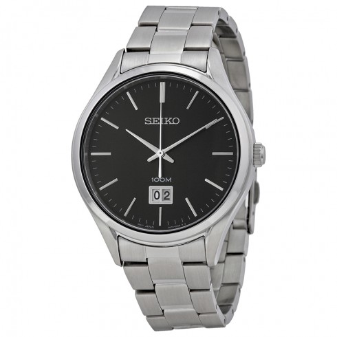 Seiko Classic Black Dial Stainless Steel Men's Watch SUR023 watches
