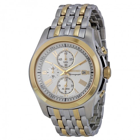 Seiko Classic Chronograph Silver Dial Two-tone Men's Watch SNAE32 watches
