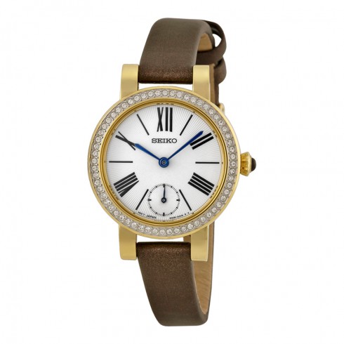 Seiko Classic Silver Dial Brown Leather Ladies Watch SRK030 watches