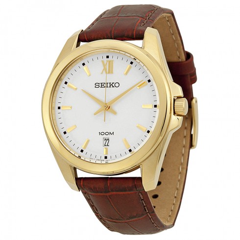 Seiko Classic White Dial Brown Leather Men's Watch SGEG64P2 watches