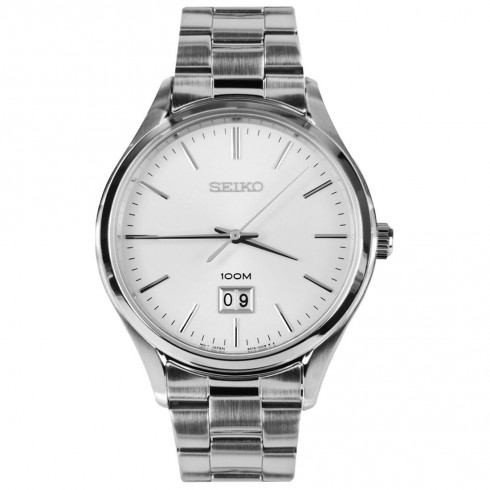 Replica Seiko Classic White Dial Stainless Steel Men's Watch SUR019 Watch