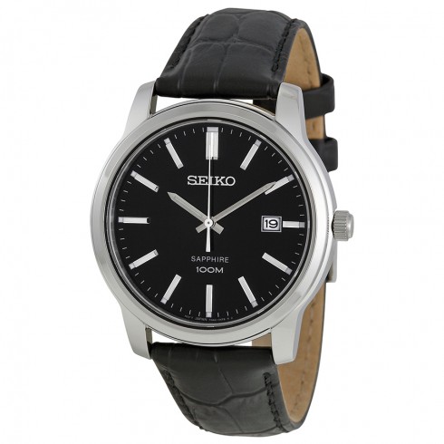 Seiko Conceptual Black Dial Black Leather Men's Watch SGEH19 watches