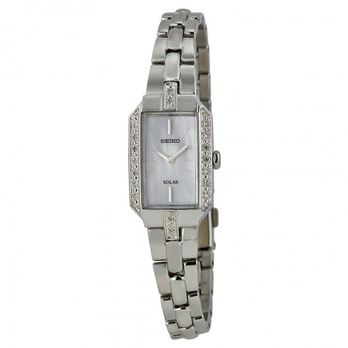 Seiko Core Solar Mother of Pearl Dial Diamond Stainless Steel Ladies Watch SUP233 watches