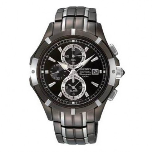 Seiko Coutura Black Dial Chronograph Two Tone Stainless Steel Men's Watch SNAE57 watches