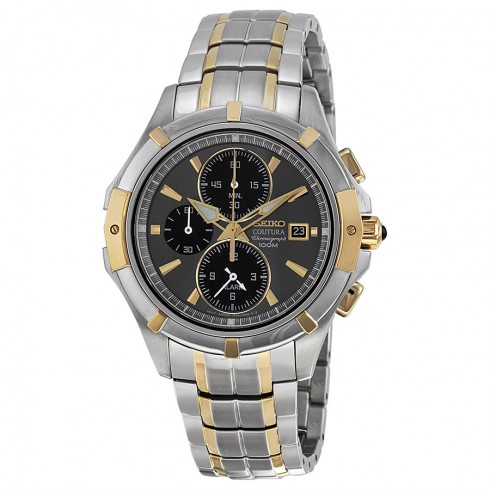 Seiko Coutura Black Dial Two Tone Stainless Steel Men's Watch SNAE56 watches