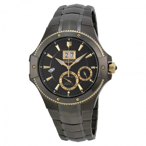 Seiko Coutura Kinetic Perpetual Black Dial Black Ion-plated Men's Watch SNP070 watches