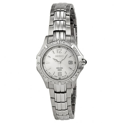 Seiko Coutura Mother-of-Pearl Dial Silver-tone Steel Crystal Ladies Watch SXDE19 watches