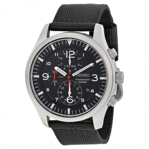 Replica Seiko Criteria Chronograph Black Dial Black Nylon Men's Watch SNDA57 Watch