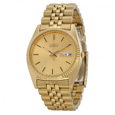 Seiko Day and Date Dress Gold-tone Stainless Steel Men's Watch SGF206 watches