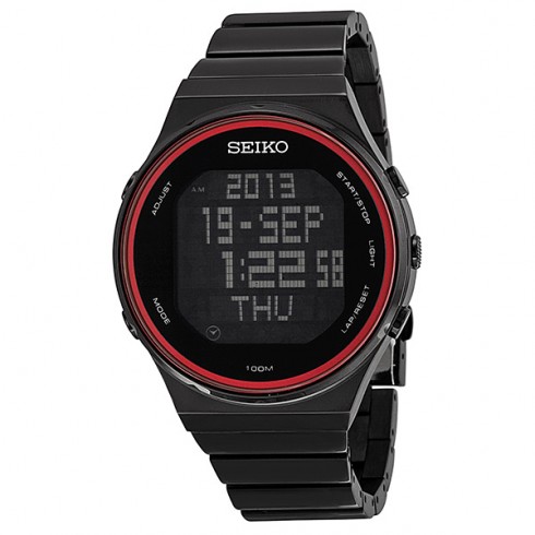 Seiko Digital Dial Black Silicone Rubber Men's Watch STP013 watches