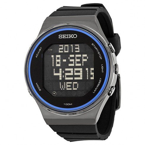 Seiko Digital Dial Black Silicone Rubber Men's Watch STP015 watches