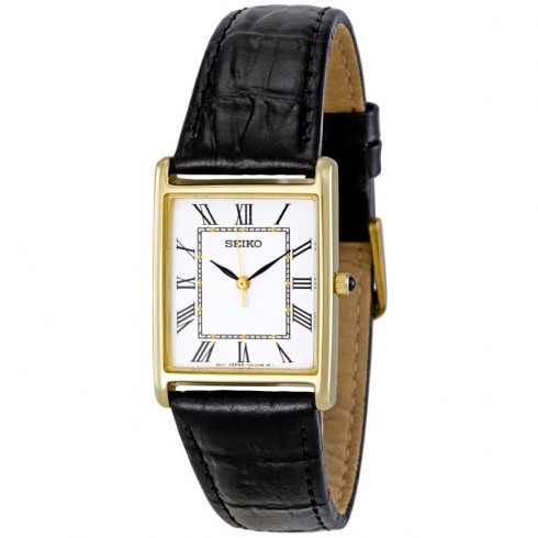 Seiko Dress Black Leather Strap Men's Watch SNF672 watches