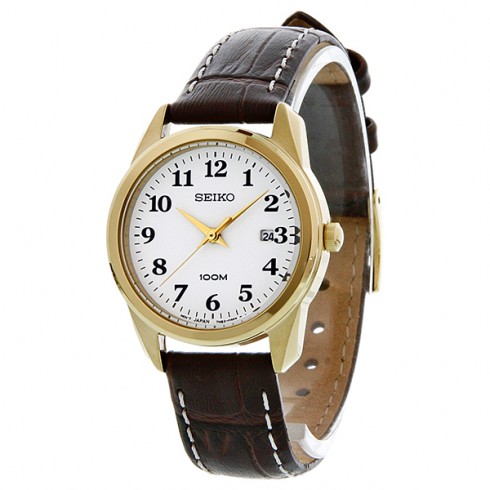 Seiko Easy Reader White Dial Brown Leather Ladies Watch SXDE78 watches