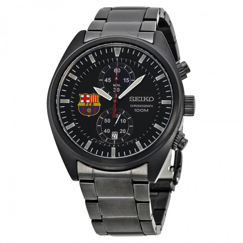 Seiko FCB Barcelona Chronograph Black Dial Black Ion-plated Men's Watch SNN267 watches