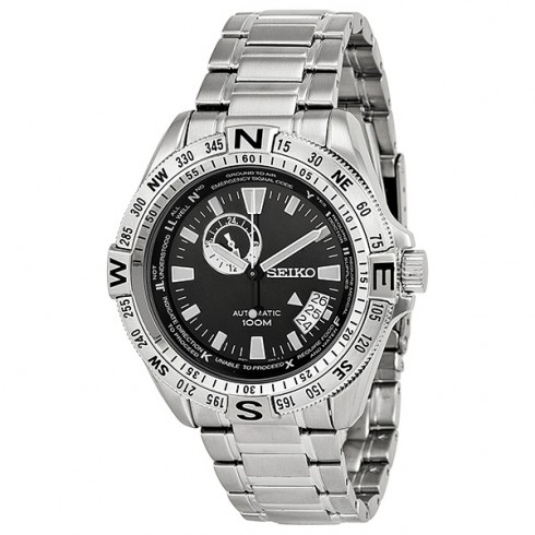 Seiko GMT Automatic Black Dial Stainless Steel Men's Watch SSA091 watches